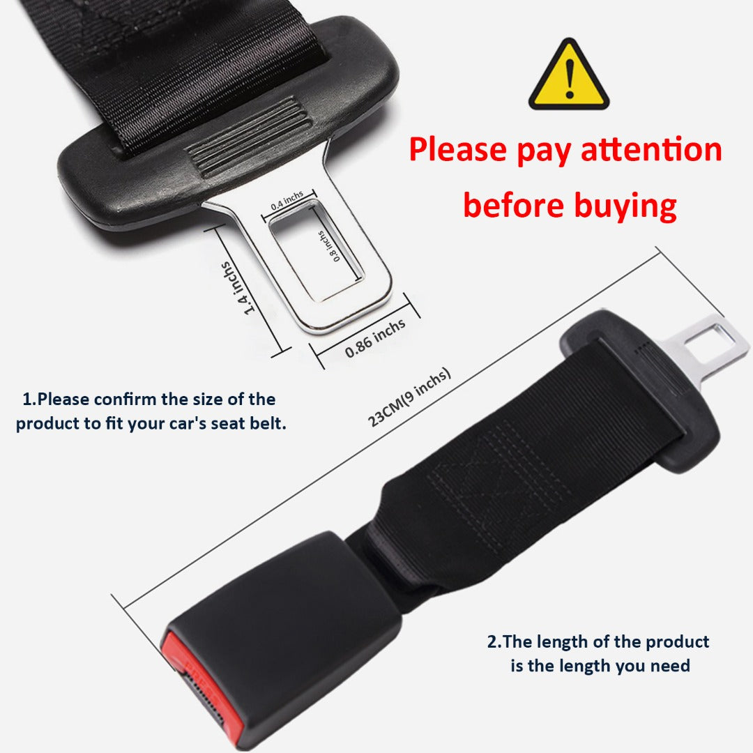 HAPPIERE Black E4 Certified Regular 7 Inch Car Seat Belt Extender 1.5mm Wide Type A Metal Tongue， 2 Pack