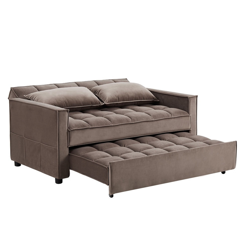 Loveseat Sofa Velvet Pull out Couch Sleeper Convertible Sofa Bed