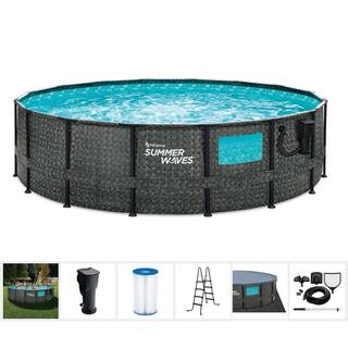 Summer Waves Elite 16 ft. x 48 in. Above Ground Round Metal Frame Pool Set with Pump P8A01648B-SW