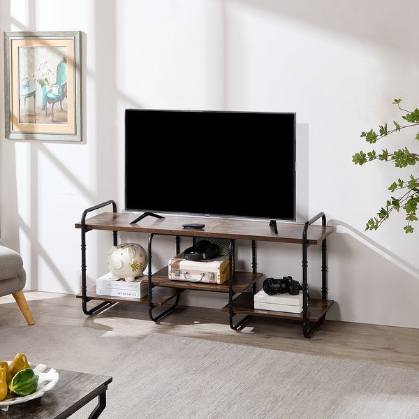 Entertainment Center TV Stand with 3-Tier Storage Shelves