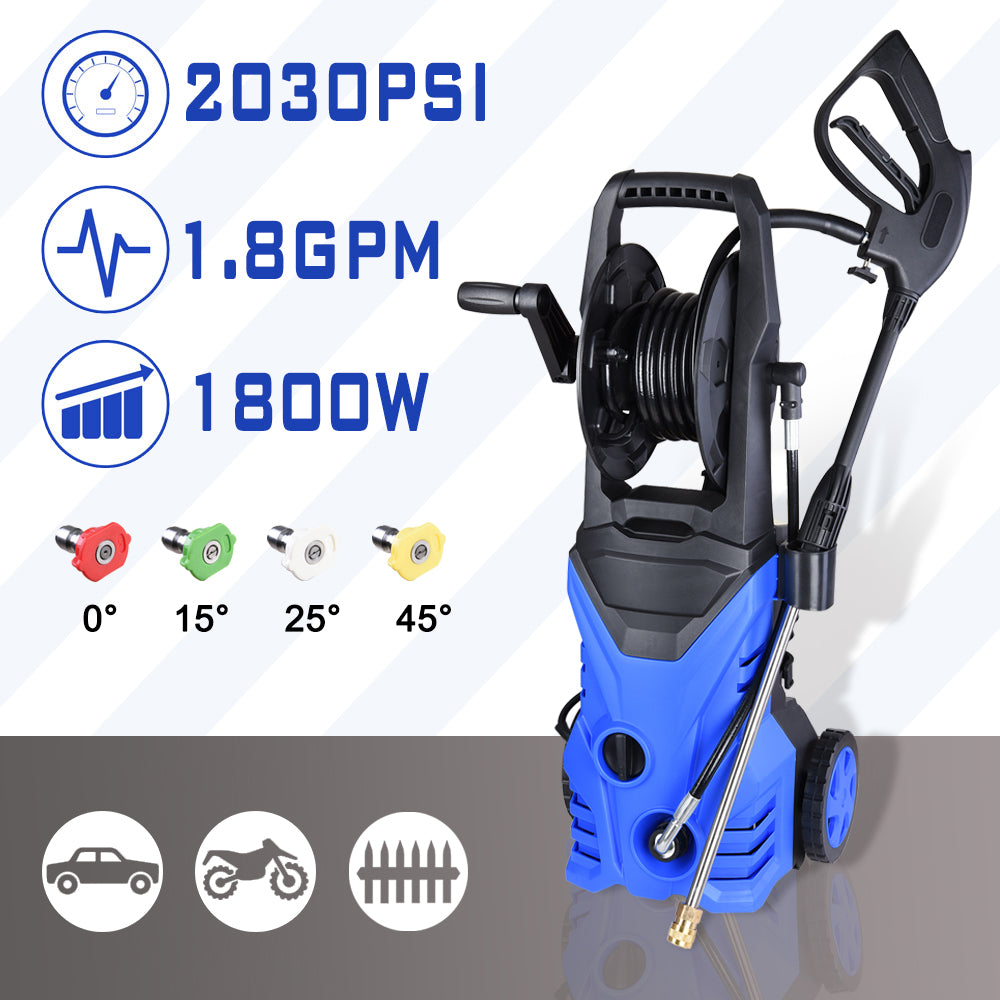 Yescom Electric Power Pressure Washer 2030PSI Tunnel Garage Foam Gun 4 Nozzles Car Patio 1.8GPM Hose