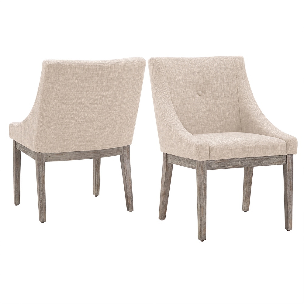 Voyager Button Tufted Slope Arm Linen Dining Chair (Set of 2) by iNSPIRE Q Artisan