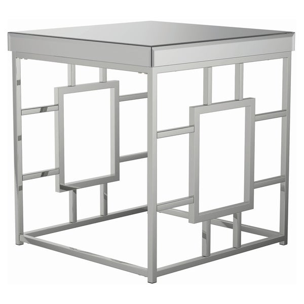 Coaster Furniture Dafina Chrome Geometric Frame Square End Table