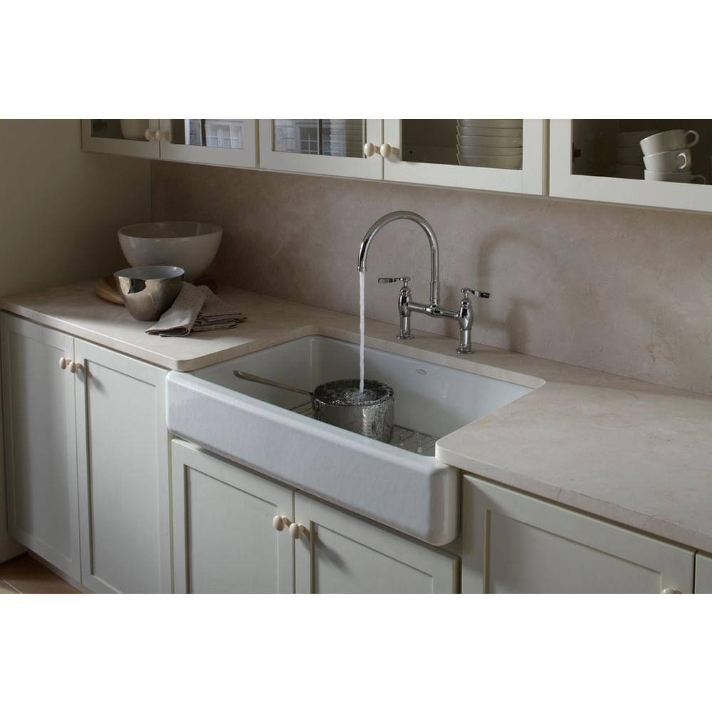 KOHLER Whitehaven Undermount Farmhouse Apron Front Cast Iron 36 in. Single Basin Kitchen Sink in Biscuit K-6488-96