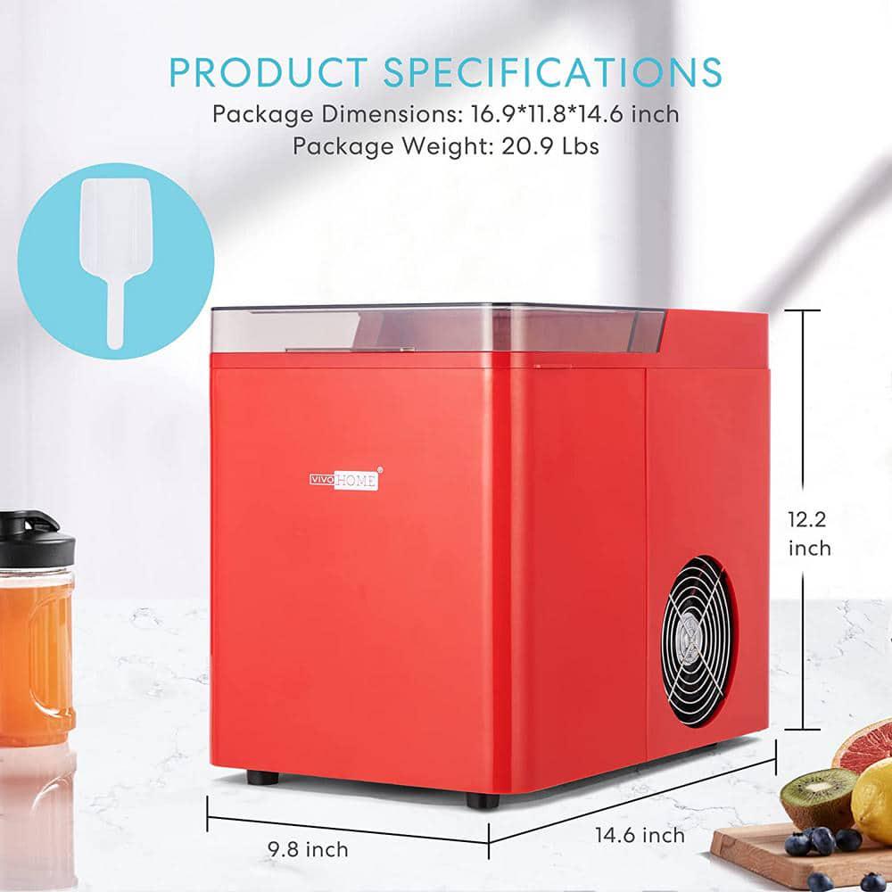 VIVOHOME 26 lb Electric Portable Ice Cube Maker Machine with Visible Window and Hand Scoop in Red