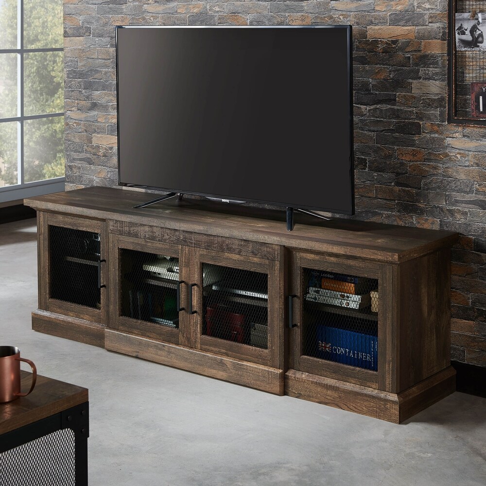 DH BASIC Rustic Reclaimed Oak 69 inch Wide 6 Shelf TV Stand by Denhour