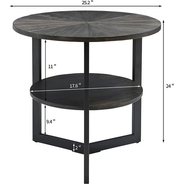 Round Large End Table with Storage Shelf - 25'2