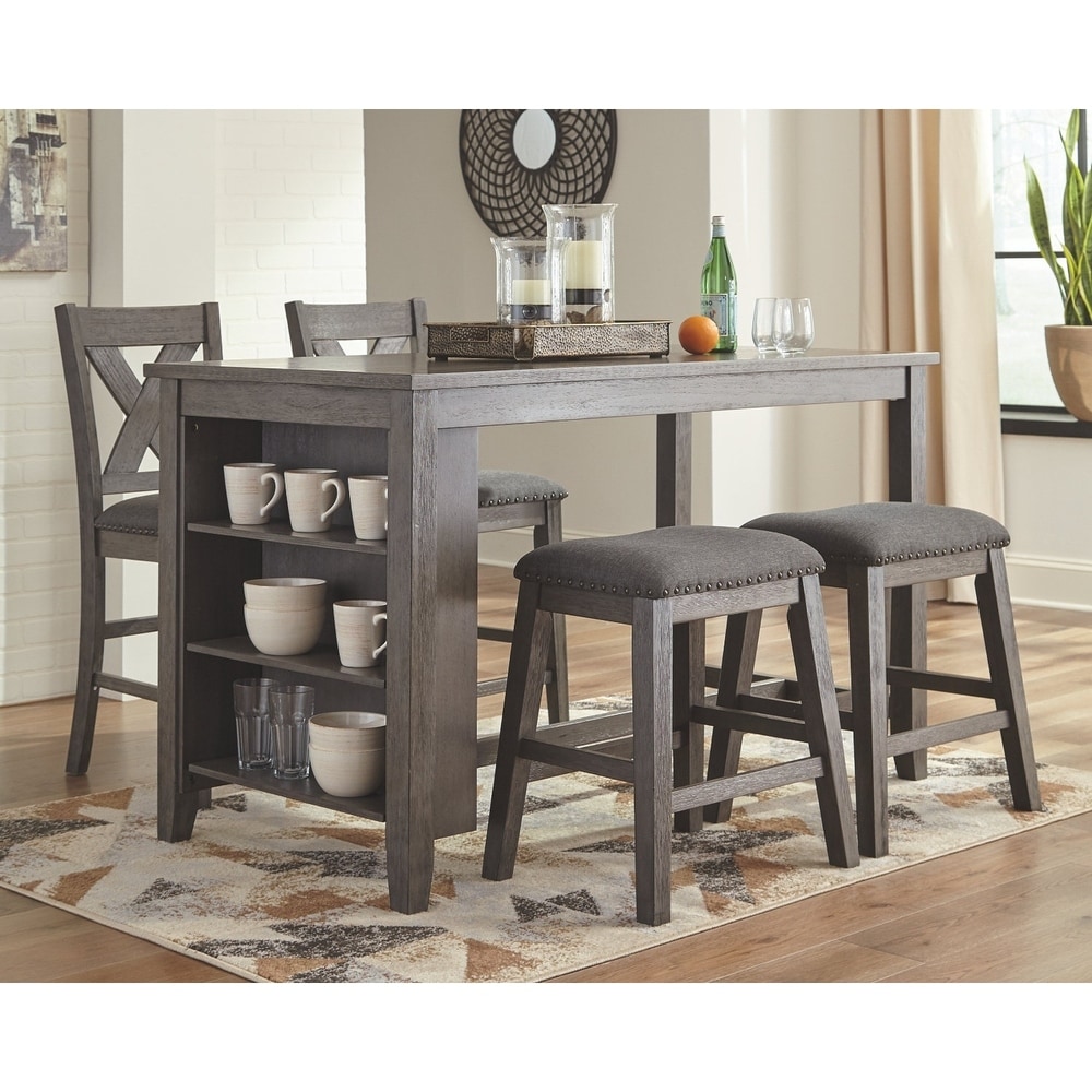 Caitbrook Rectangular Counter Height Dining Table with Storage   Gray