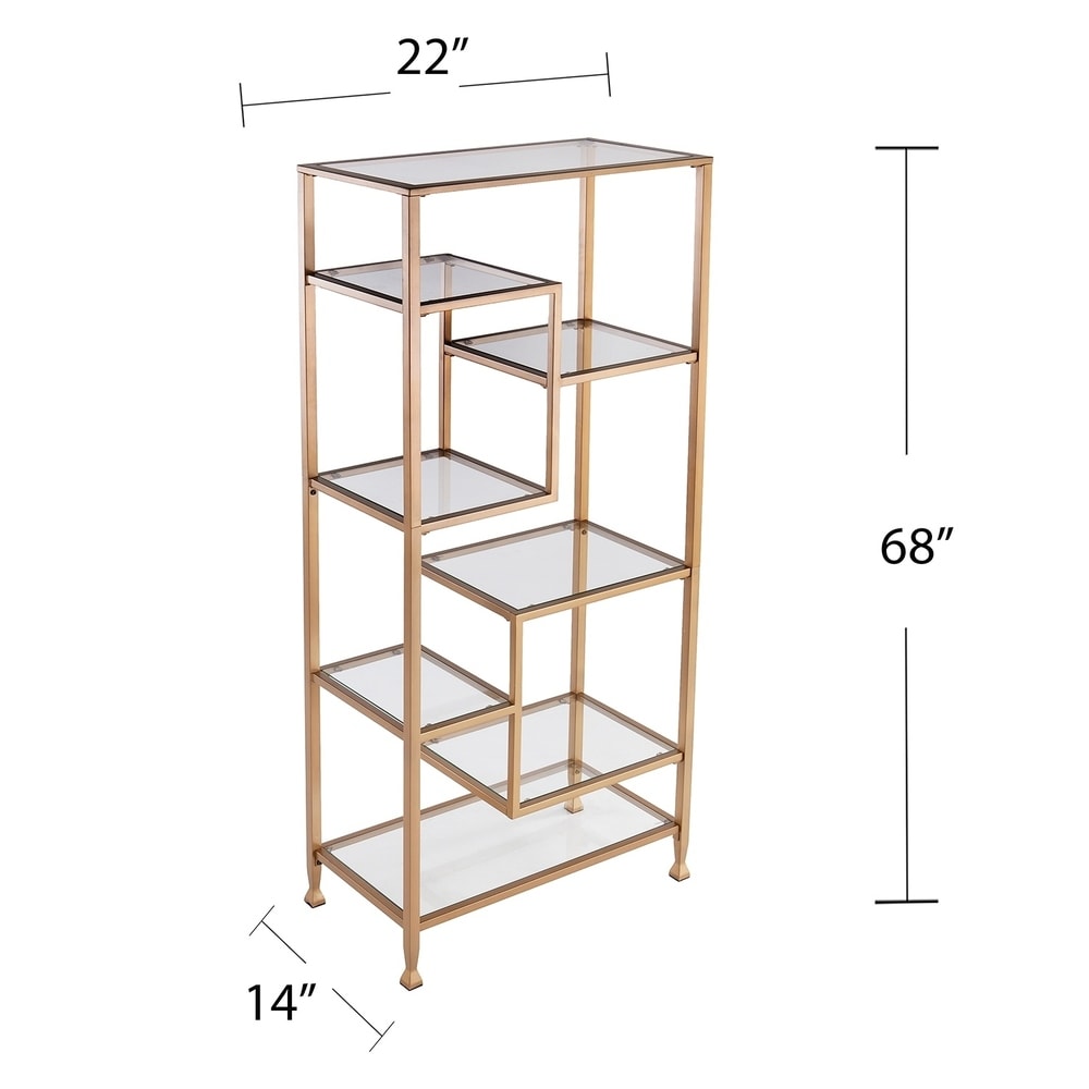 SEI Furniture Jensen Metal Asymmetrical Display Bookcase Etagere