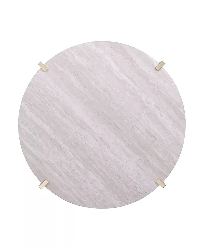 Southern Enterprises Valera Round Faux Marble Cocktail Table