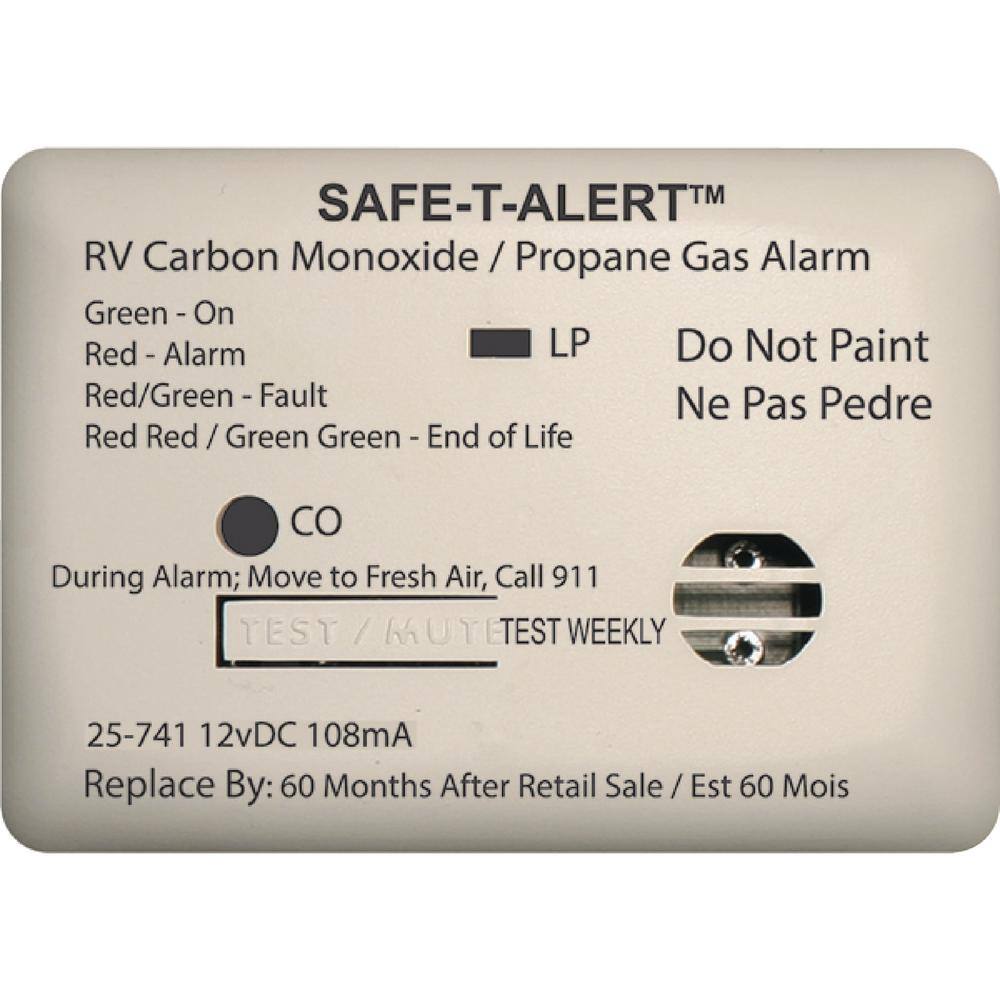 MTI Industries 25 Series 12-Volt Safe-T-Alert Mini RV Dual Carbon MonoxidePropane Alarm in White 25-741-WT