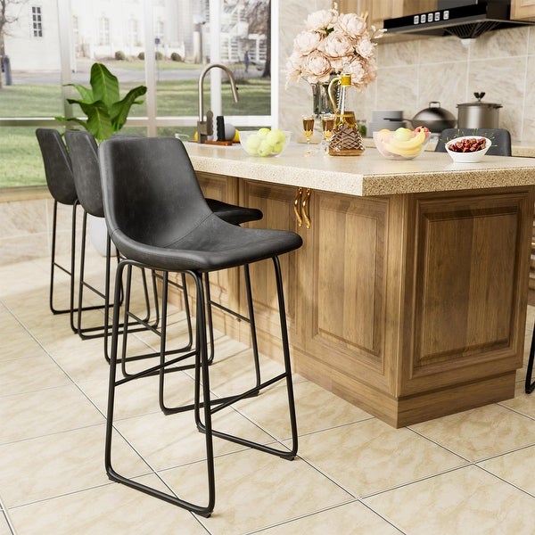 Furniwell 41.3 Inch High Faux Leather Counter Bar Stool， Set of 2