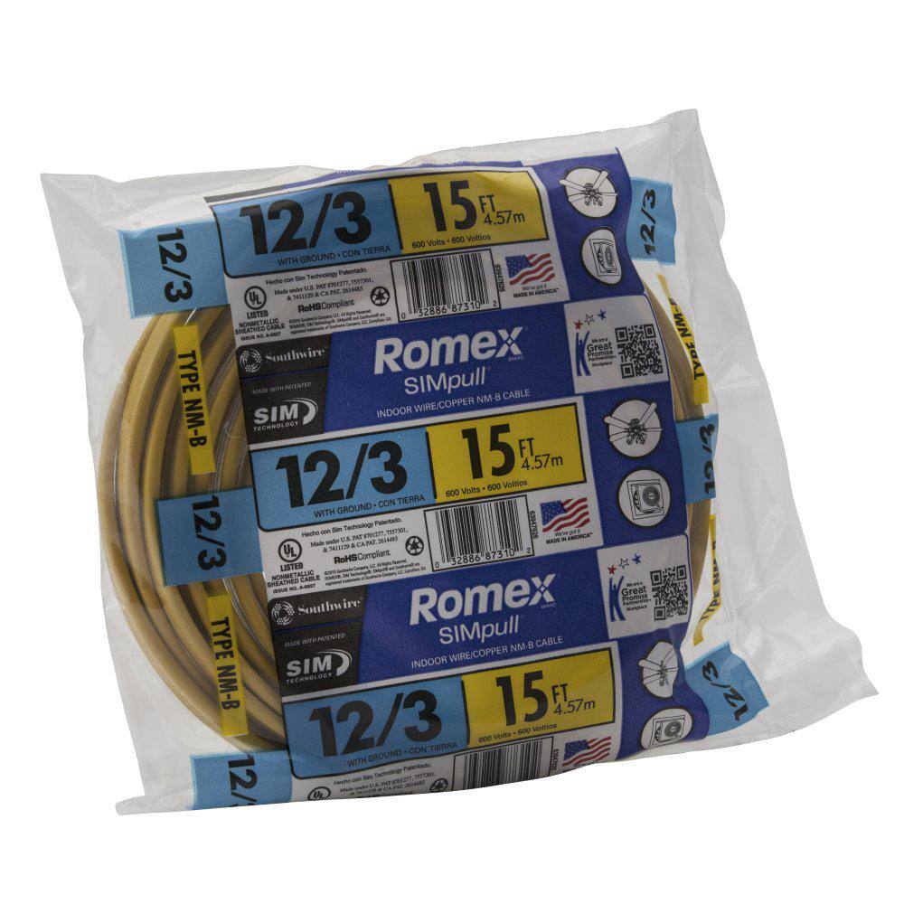 Southwire 15 ft. 123 Solid Romex SIMpull CU NM-B WG Wire 63947626