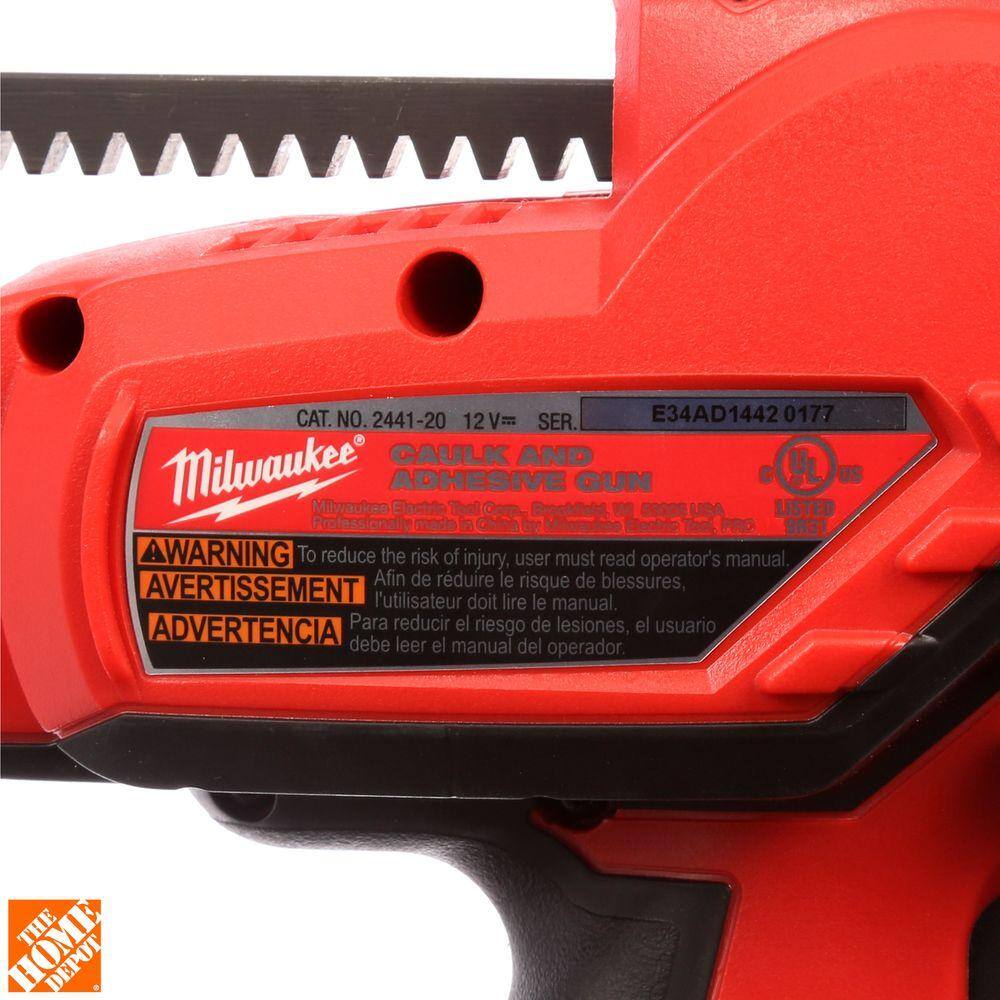 MW M12 12V Lithium-Ion Cordless 10 oz. Adhesive and Caulk Gun (Tool-Only) 2441-20