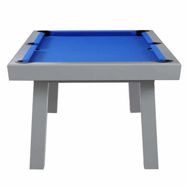 Newport Outdoor Patio 7ft Slate Pool Table 6Seater Dining Set with 4 Benches and Accessories，Cement Finish