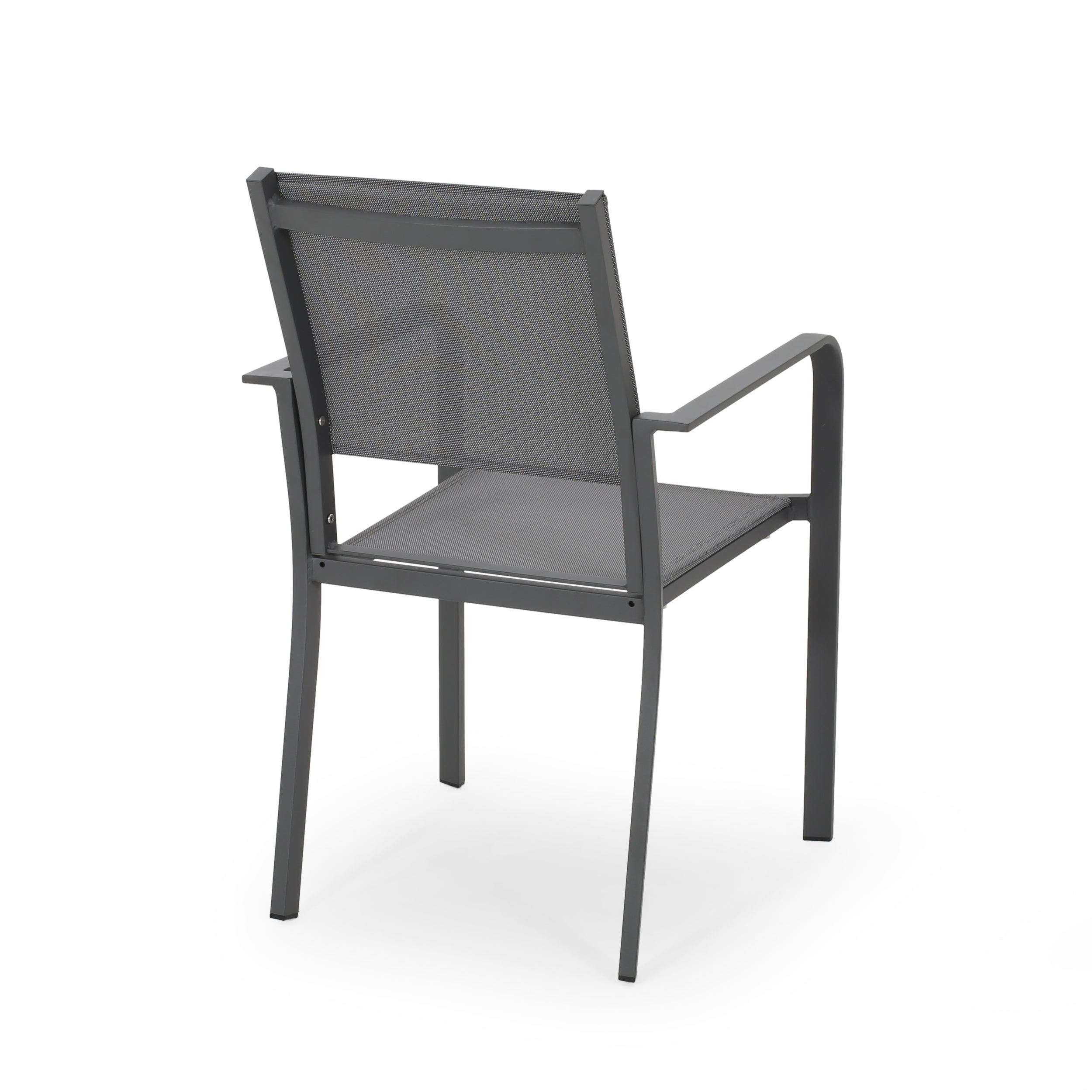 Martin Outdoor Modern Aluminum Dining Chair with Mesh Seat (Set of 2)