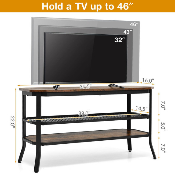 Costway 96401872 3 tier Console Table TV Stand wit...