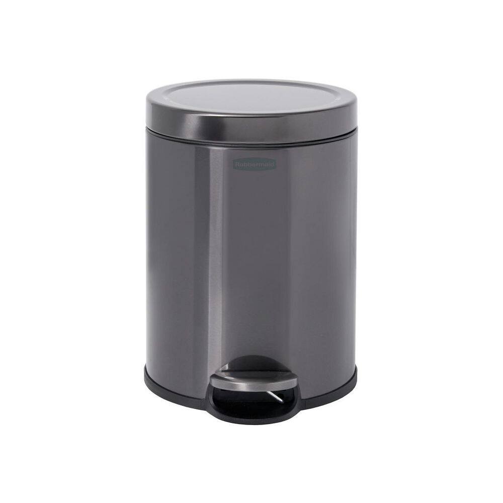 Rubbermaid 1.6 Gal. Stainless Steel Round Step-On Household Metal Trash Can 2179250