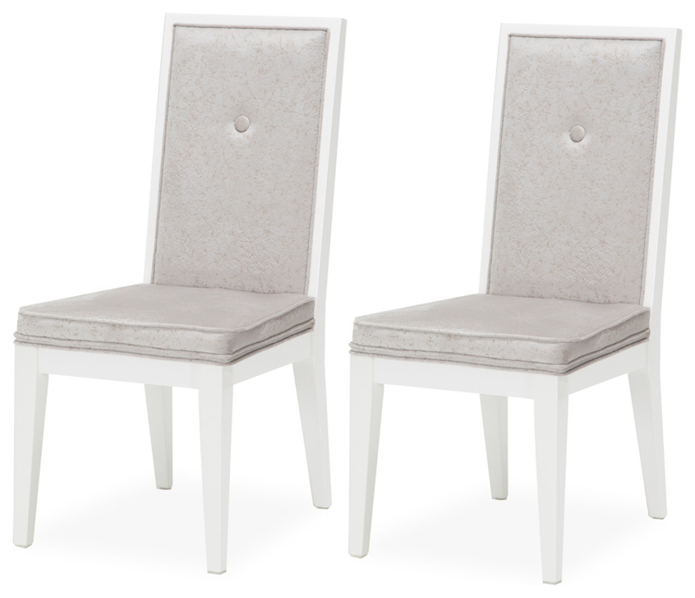 Horizons Side Chair  Set of 2  Cloud White   Transitional   Dining Chairs   by Michael Amini  Houzz