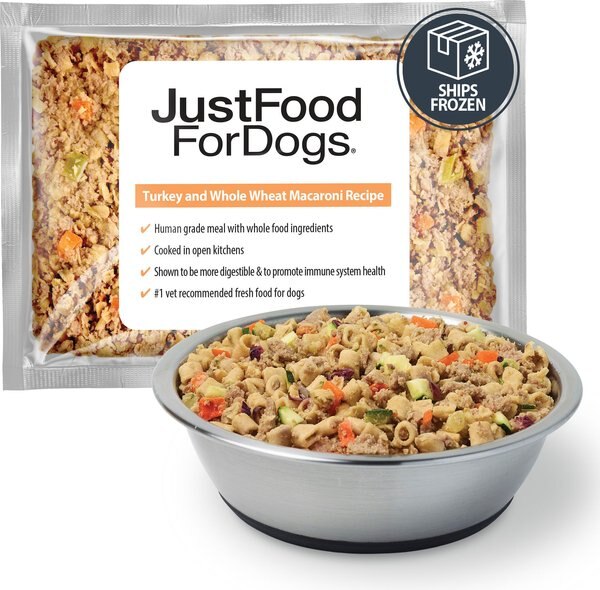 JustFoodForDogs Turkey and Whole Wheat Macaroni Recipe Frozen Human-Grade Fresh Dog Food