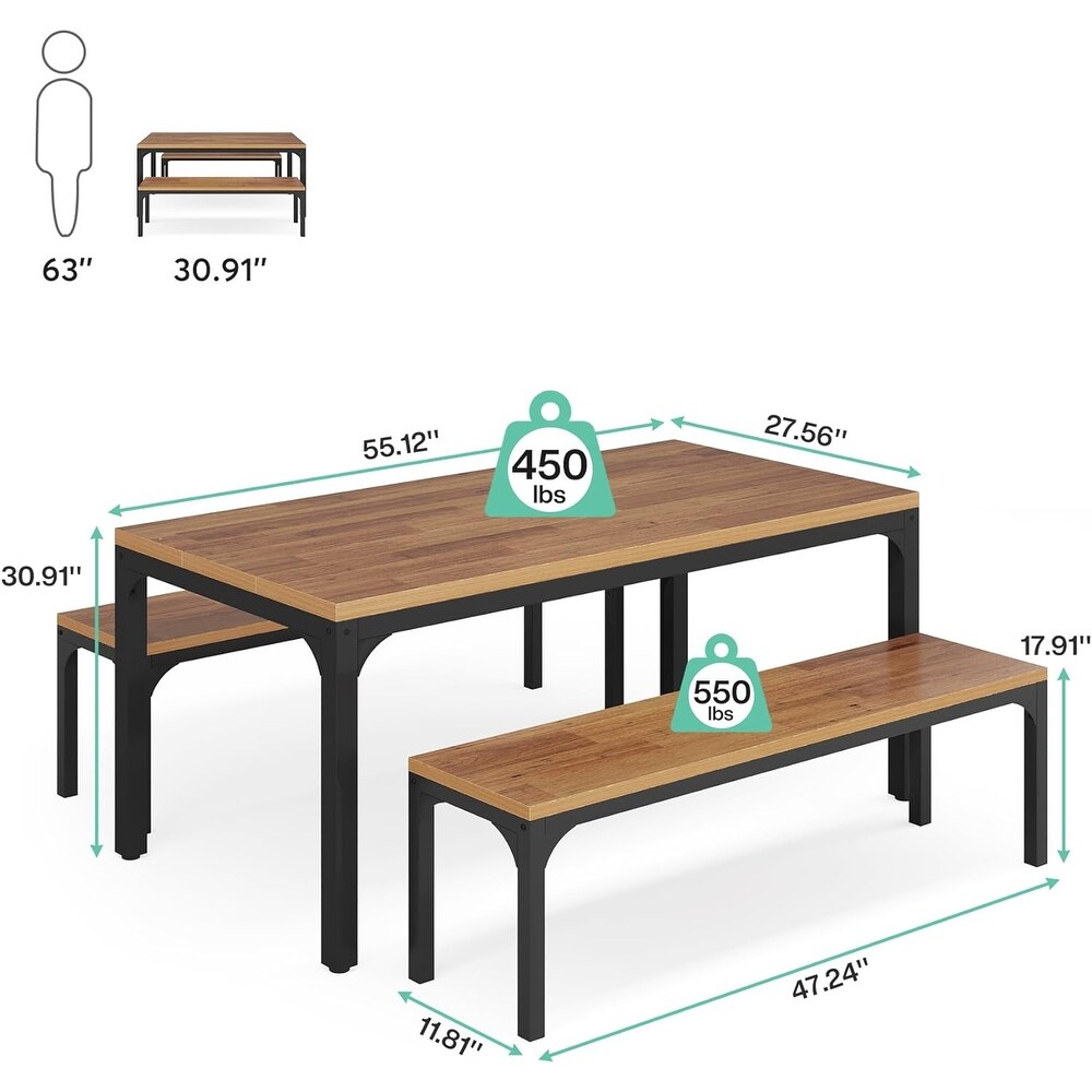 3 Pieces Rectangular Dining Table Set for 6 People