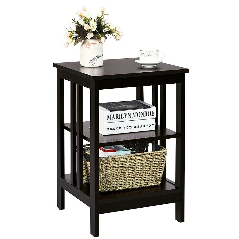 3-tier Nightstand Sofa Side Table With Baffles And Round Corners