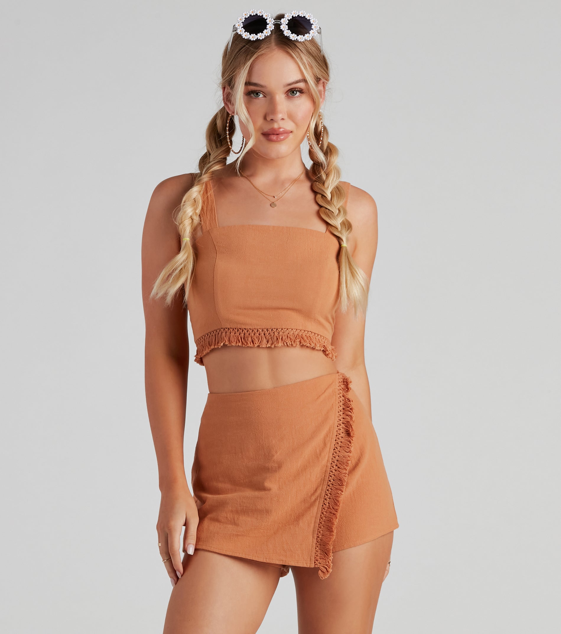 Come Away With Me Linen Crop Top