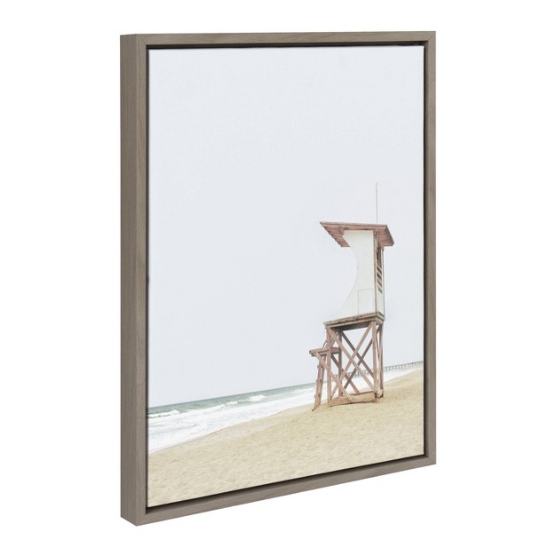 X 24 quot Sylvie Wood Ocean Beach Lifeguard Tower Framed Wall Canvas Gray Kate amp Laurel All Things Decor