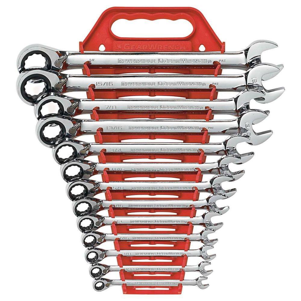 GEARWRENCH SAE 72-Tooth Reversible Combination Ratcheting Wrench Tool Set (13-Piece) 9509N