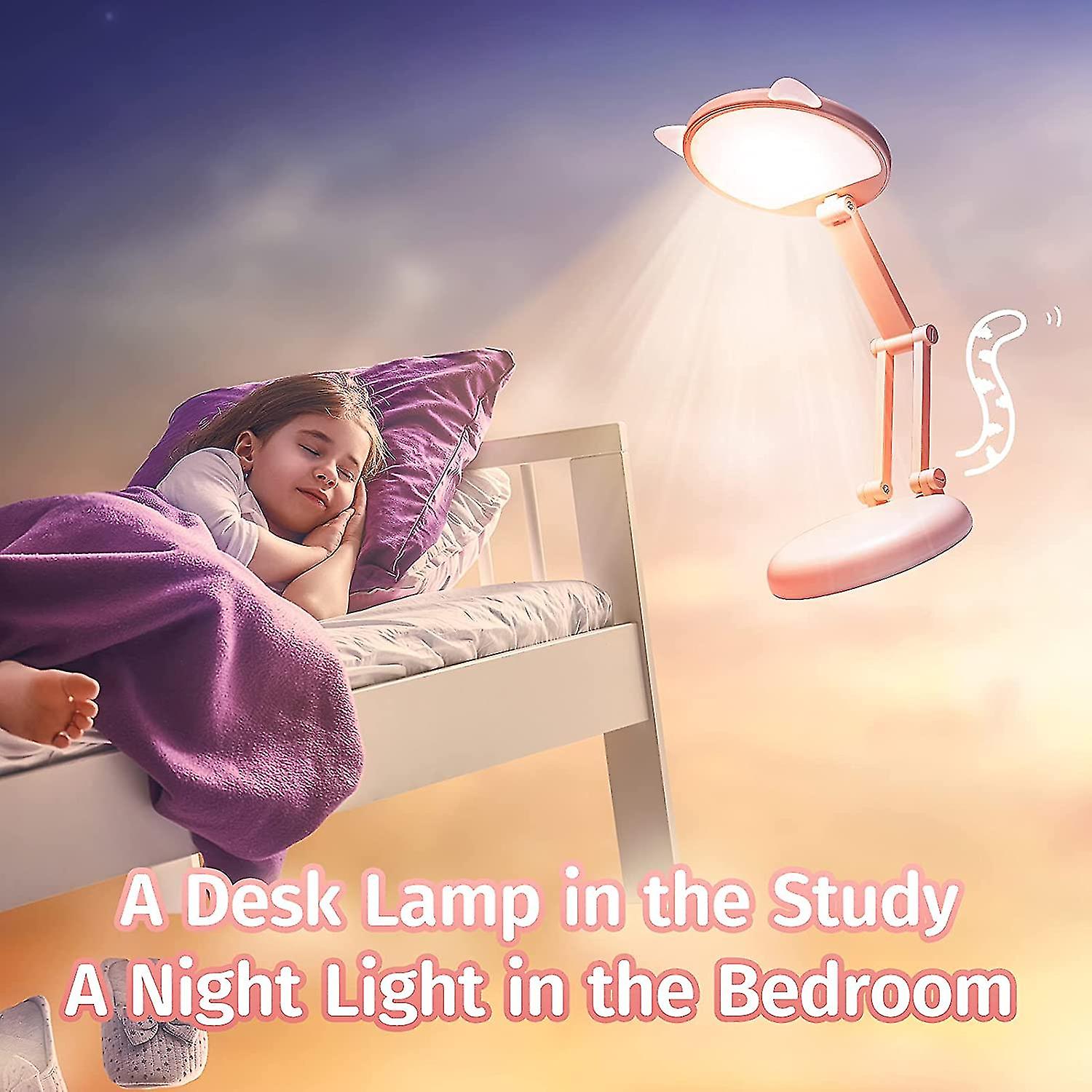 Cute Desk Lamp For Kids， Led Desk Lamp Usb Charging and Stepless Dimming， Small Desk Lamp +portable Foldable Rechargeable， Led Desk Lamps For Home Offic