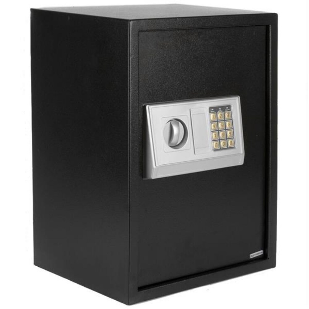 E50EA Home Business Security Keypad Lock Electronic Digital Steel Safe Black Box   Silver Grey