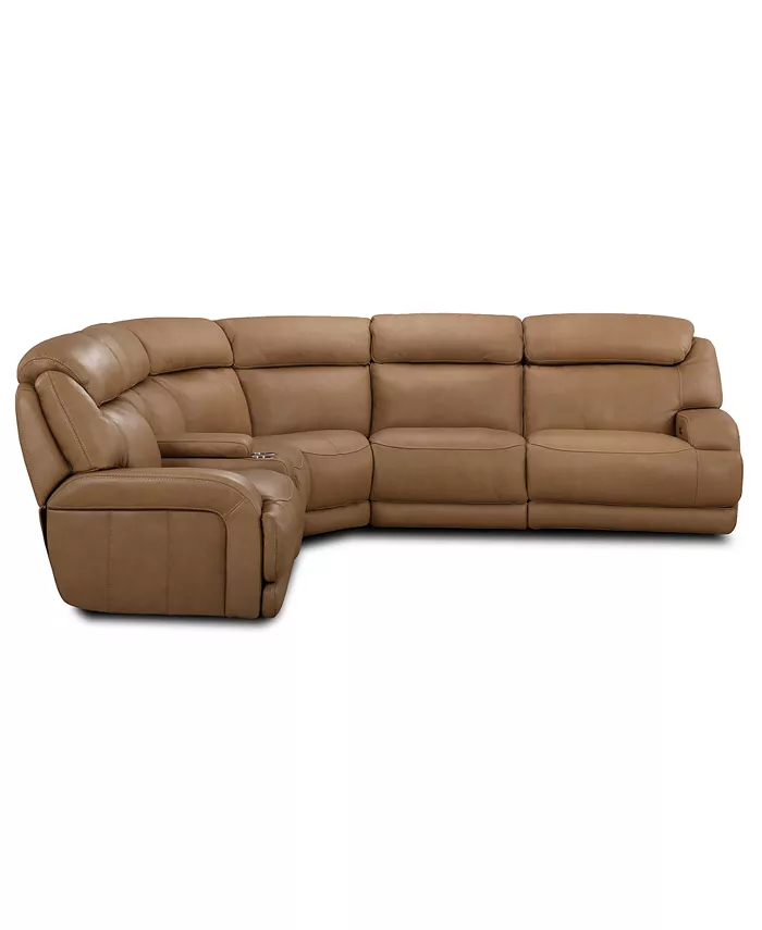 Furniture CLOSEOUT! Daventry 6-Pc. Leather Sectional Sofa With 2 Power Recliners Power Headrests Console And USB Power Outlet