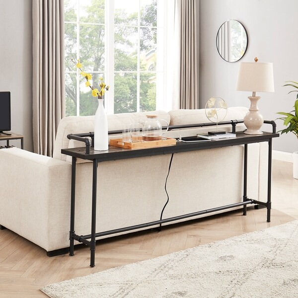 Console Table with 2 Outlet and 2 USB Ports for Living Room and Hallway