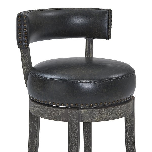 Corbin Wood Swivel Faux Leather Stool