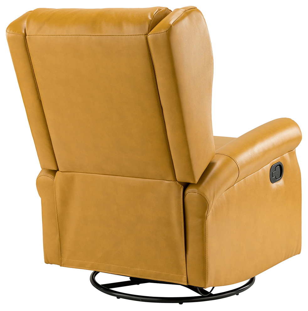 Comfy Faux Leather Manual Swivel Recliner With Metal Base   Contemporary   Recliner Chairs   by Karat Home  Houzz