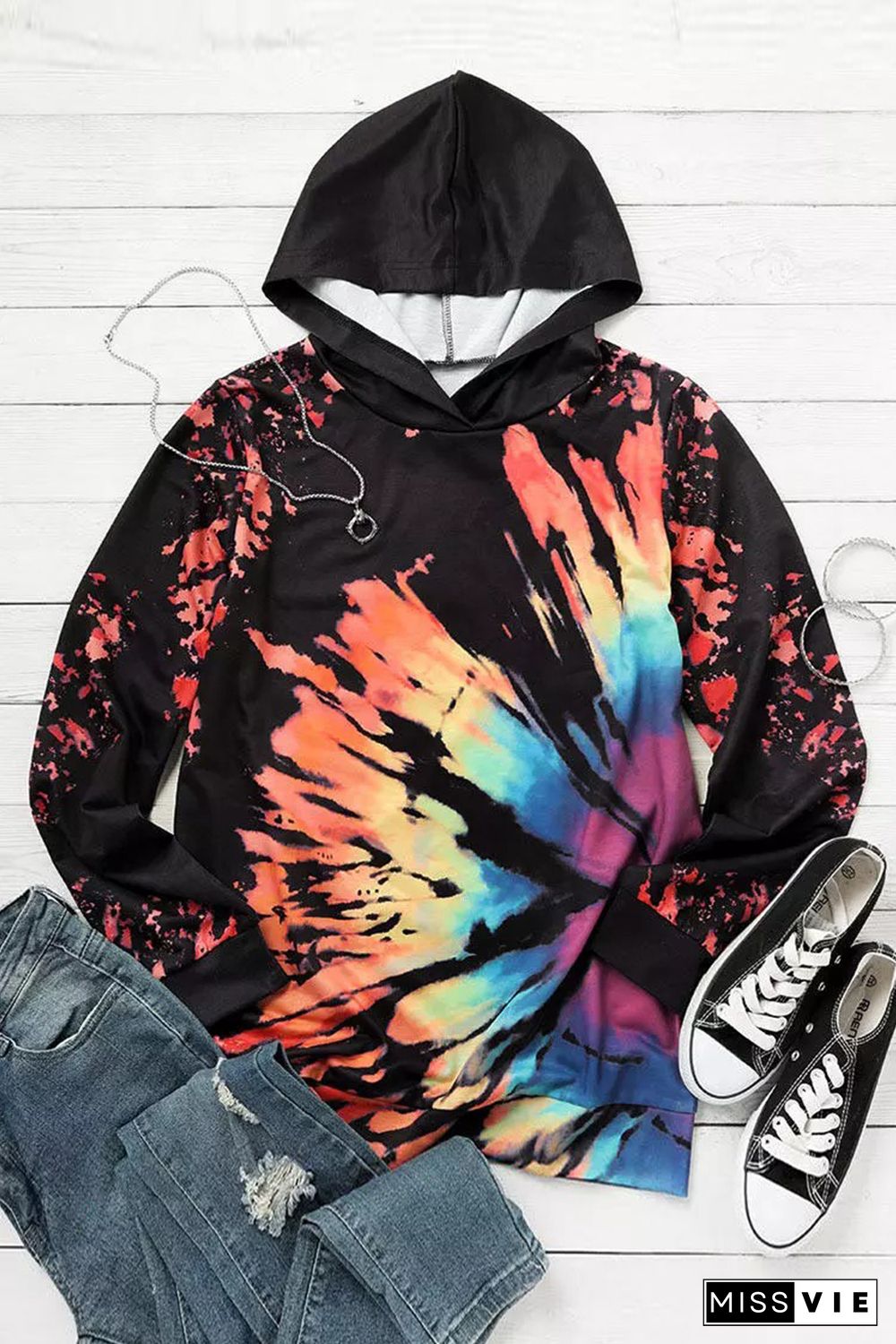 Reverse Tie Dye Rainbow Hoodie