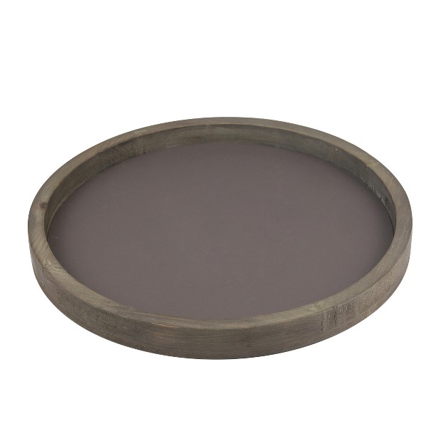 Rustic Round Wood Tray Brown Stonebriar Collection