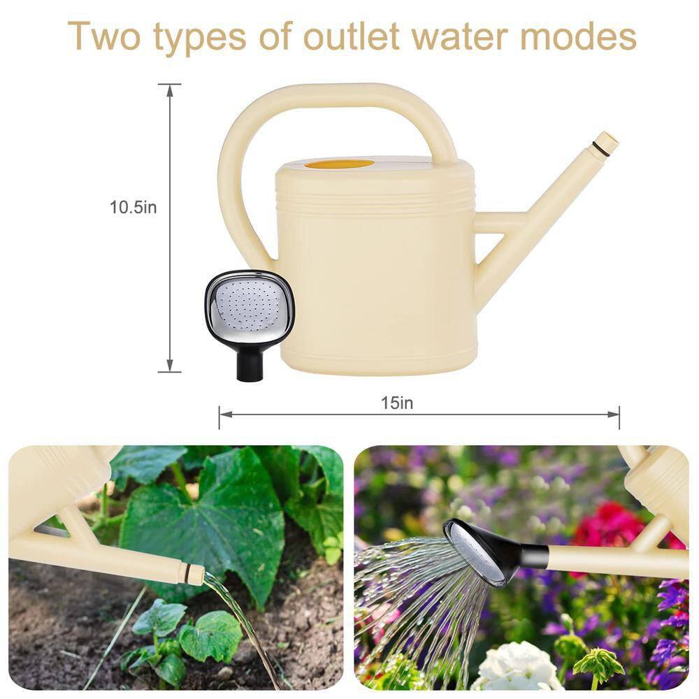 Dyiom 1 Gallon Rice White Rainwater Harvesting System Gallon Watering Can Large Long Spout with Sprinkler Head B0B12MQ3JC