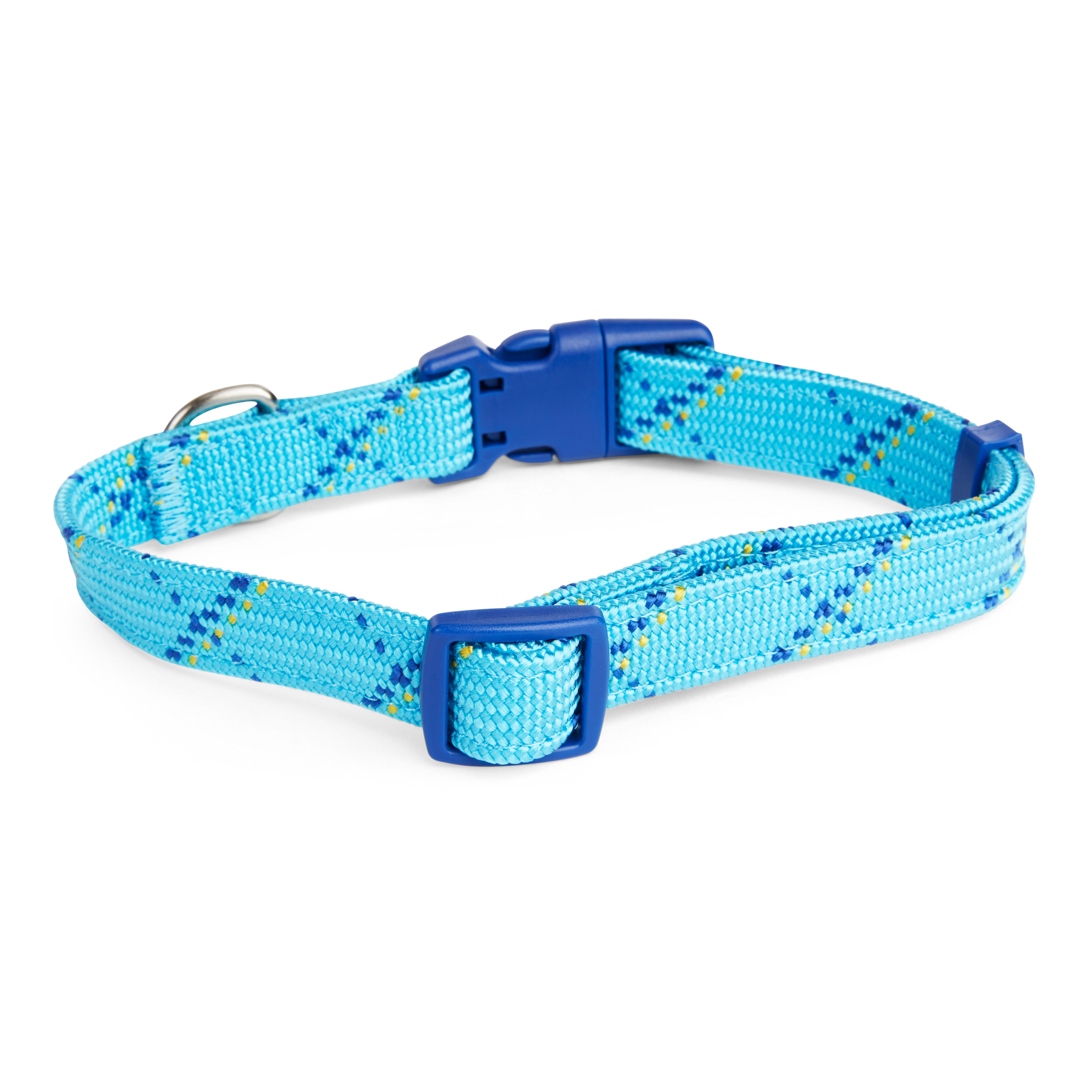 YOULY The Trailblazer Turquoise  Navy Rope Dog Collar， Small