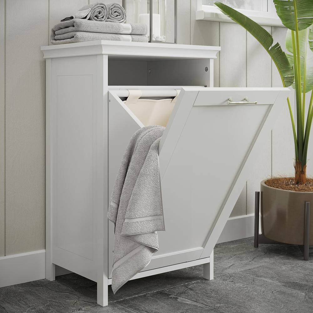 RiverRidge Home Somerset 18 in. W x 14 in. D x 30 in. H Tilt-Out Laundry Hamper in White 06-139