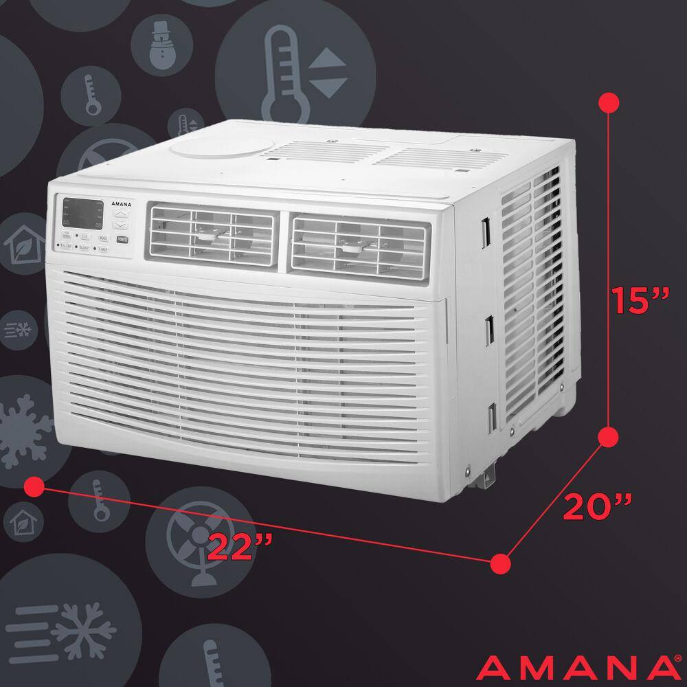 Amana 12000 BTU 115V Window AC w Remote for Rooms up to 550 sq. ft. 24-Hour Timer 3-Speed Auto-Restart Digital Display White AMAP121BW