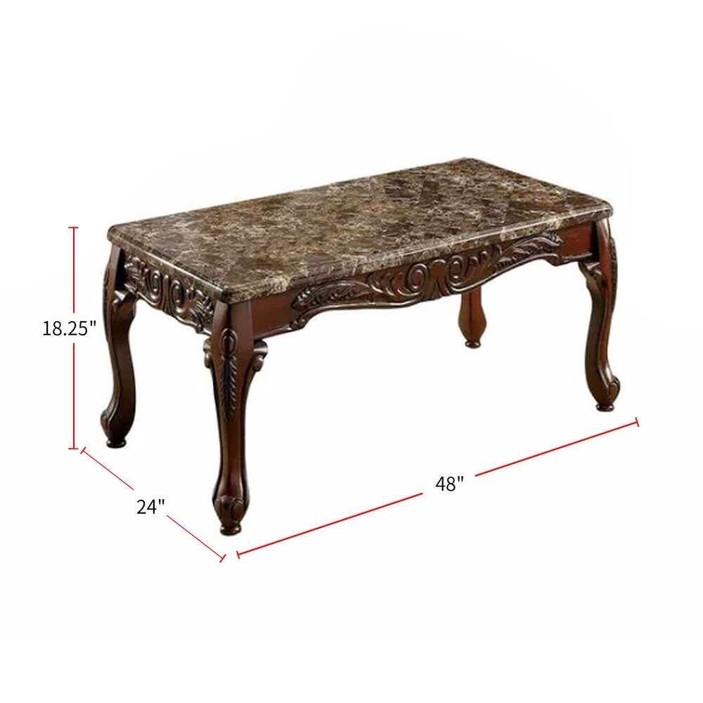 3 Piece Table Set With Faux Marble Table Top