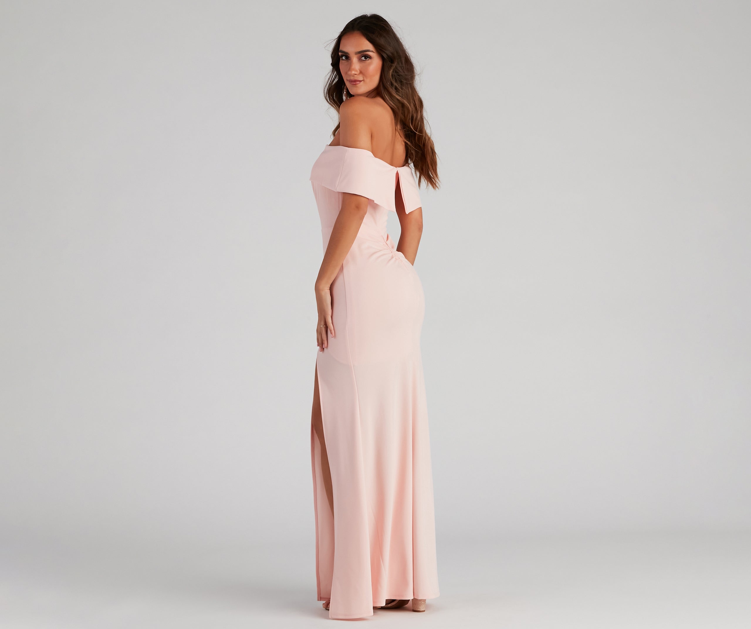 Coralie Off Shoulder Front Slit Dress