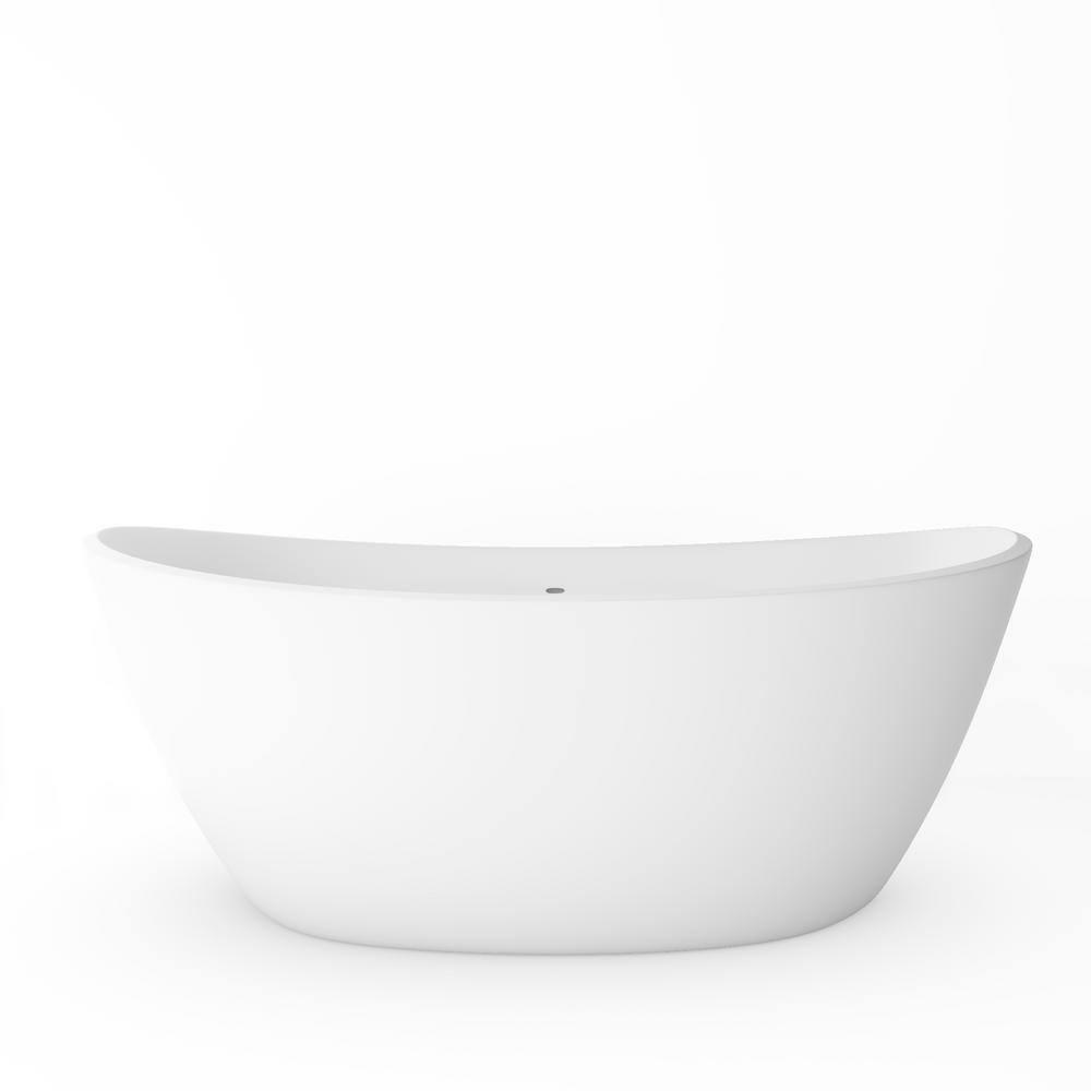 castellousa Manhattan 64.17 in. Solid Surface Stone Resin Flatbottom Bathtub in Matte White CB-GM-8016