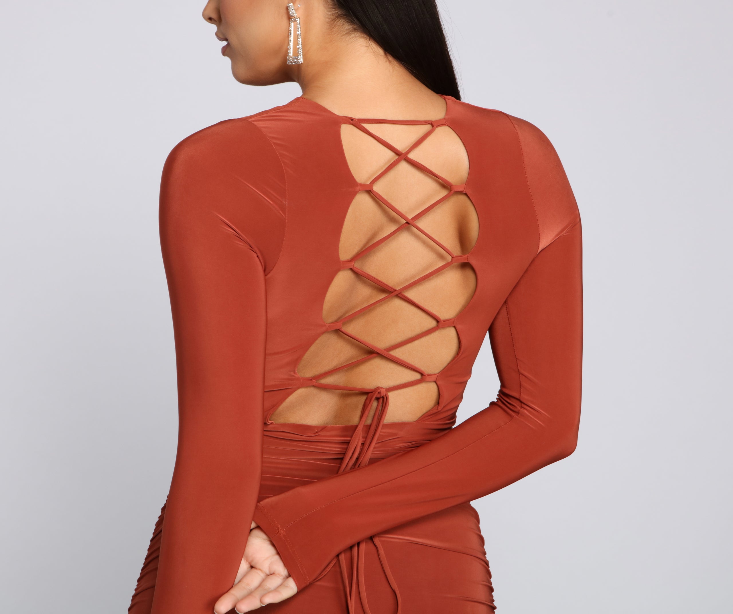 Sultry Lace-Up Back Bodycon Dress