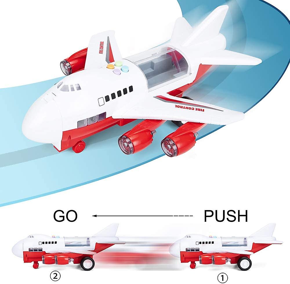 Car Toys Set With Transport Cargo Airplane， Educational Vehicles Fire Fighting Car Set For Kids Toddlers Child Gift For 3 4 5 6 Years Old， Large Play