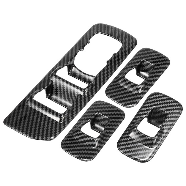 Unique Bargains Window Lift Switch Panel Trim Cover For Ford F150 2015 2018 Black Carbon Fiber 4pcs