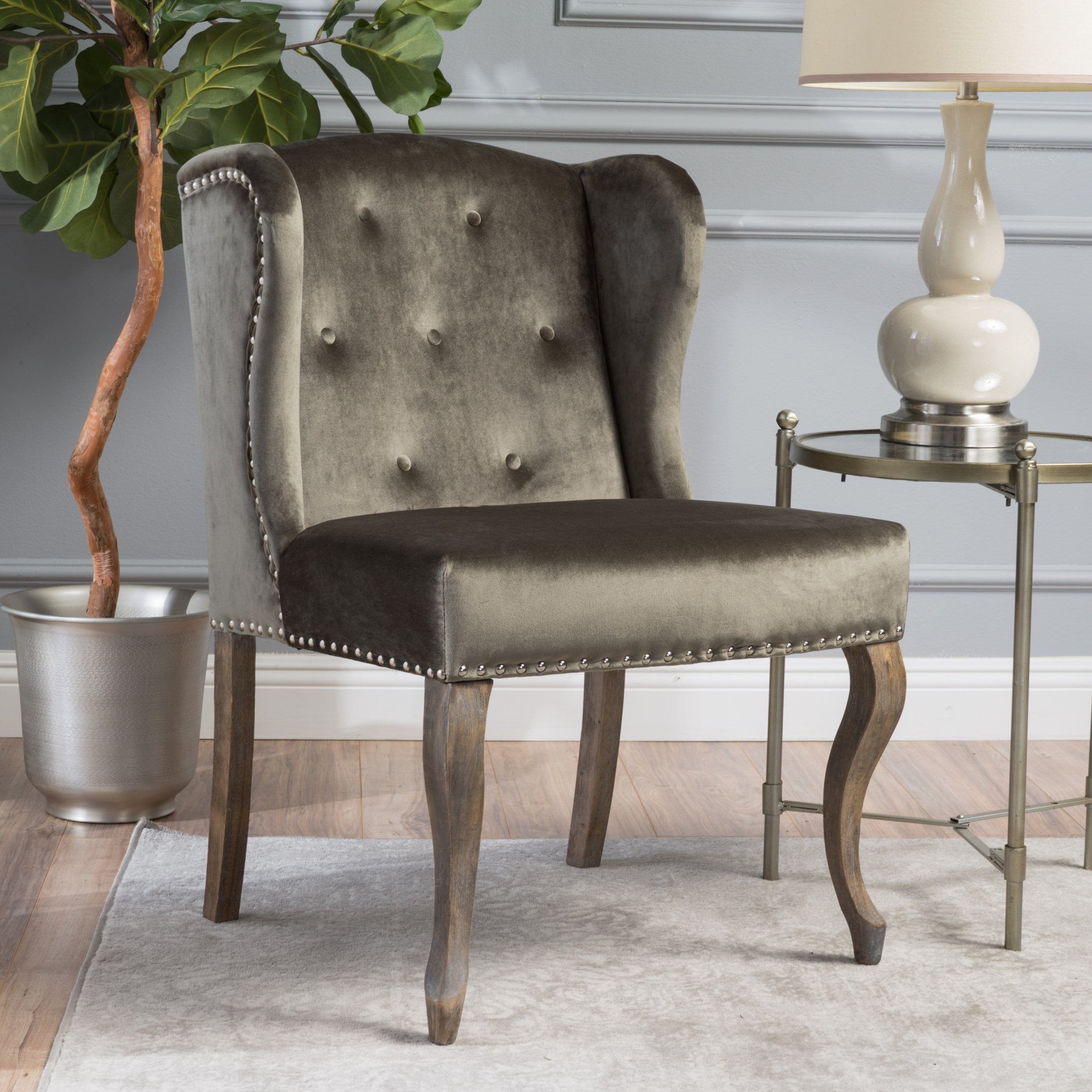 Natalia Traditional Wingback Velvet Accent Chair