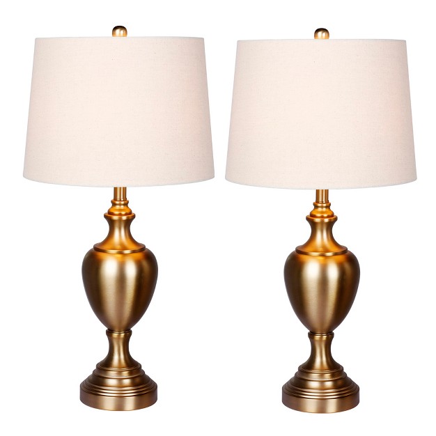 2pk Pedestal Base Metal Table Lamps In Plated Antique Gold brass Fangio Lighting