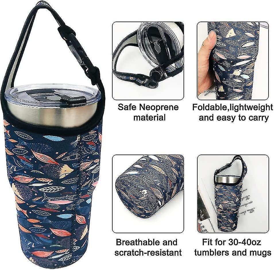 4 Pcs Tumbler Carrier Holder Pouch With Carrying Handle For All 30oz Insulated Coffee Mugs